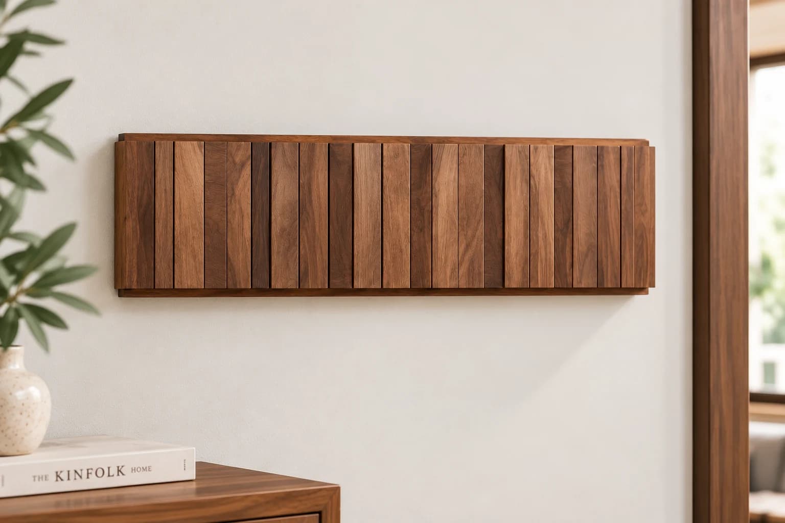 Inklapbare houten wandkapstok 6 haken β Walnootkleur β folded